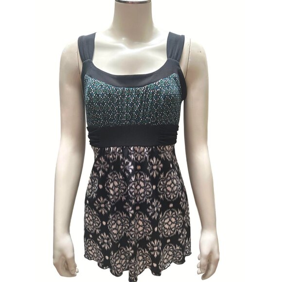 CCC Black White Green SwimSuit Abstract Coverup Tankini Swimwear Dress Size Smal - Picture 1 of 6